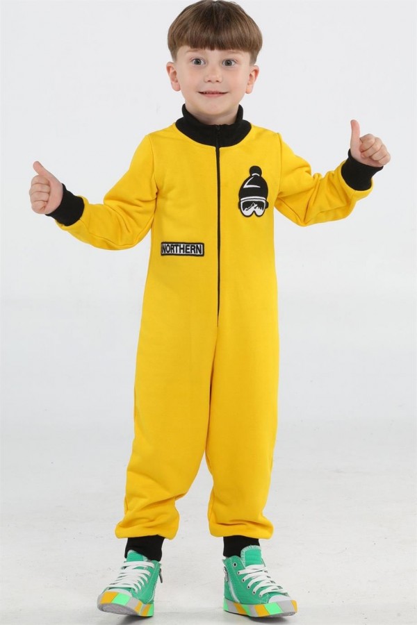 Casabony Sarı Uzay Erkek Çocuk Fermuarlı Tulum Bn-003