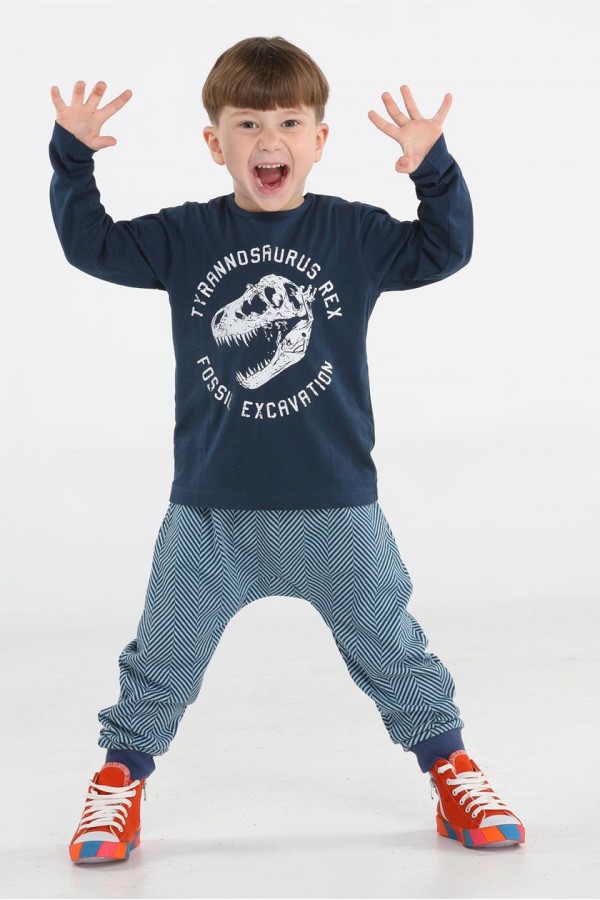 Casabony Fossil Erkek Çocuk Baggy Pantolon + T-Shirt Takım Bn-033
