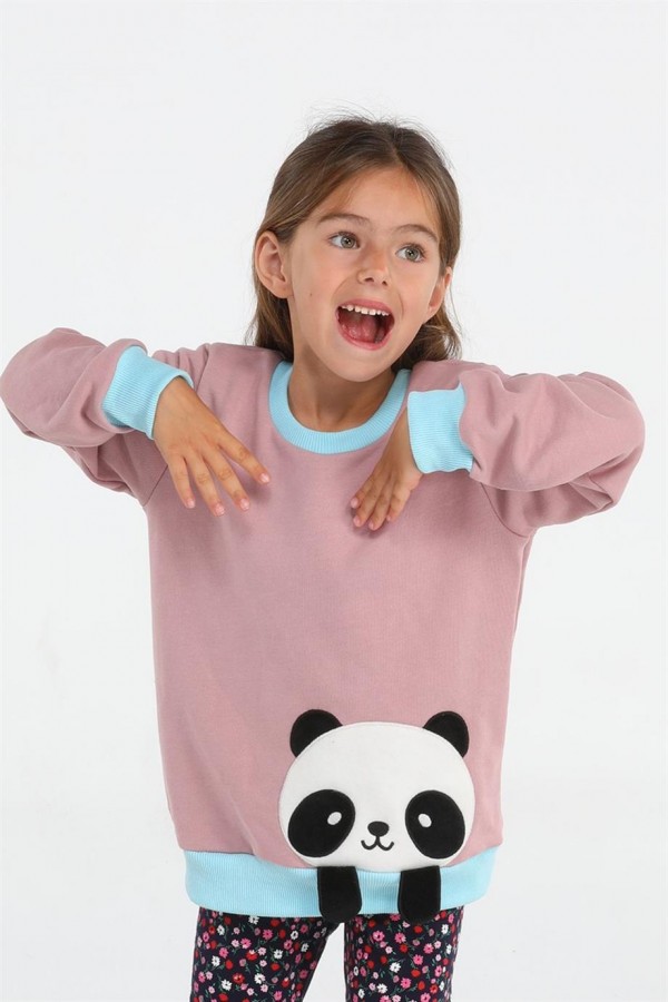 Casabony Panda Gülkurusu Kız Çocuk Sweatshirt Bn-058