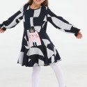 Casabony Çizgili Kedi Siyah Desenli Yumoş Kız Elbise Bn-034