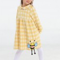 Casabony Arı Sarı Baby Yaka Ekose Elbise Bn-074