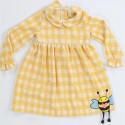 Casabony Arı Sarı Baby Yaka Ekose Elbise Bn-074