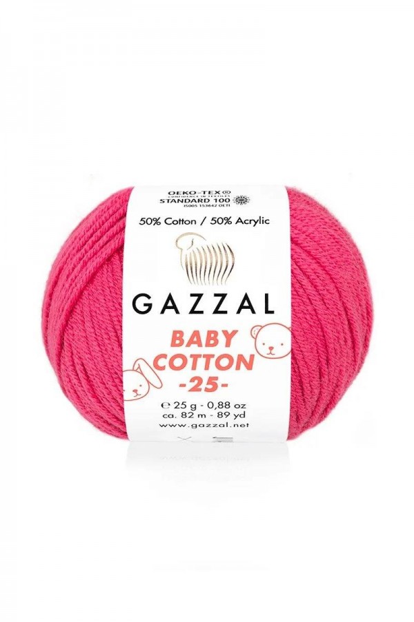 Gazzal Baby Cotton 25 El Örgü İpi Ahududu 3415