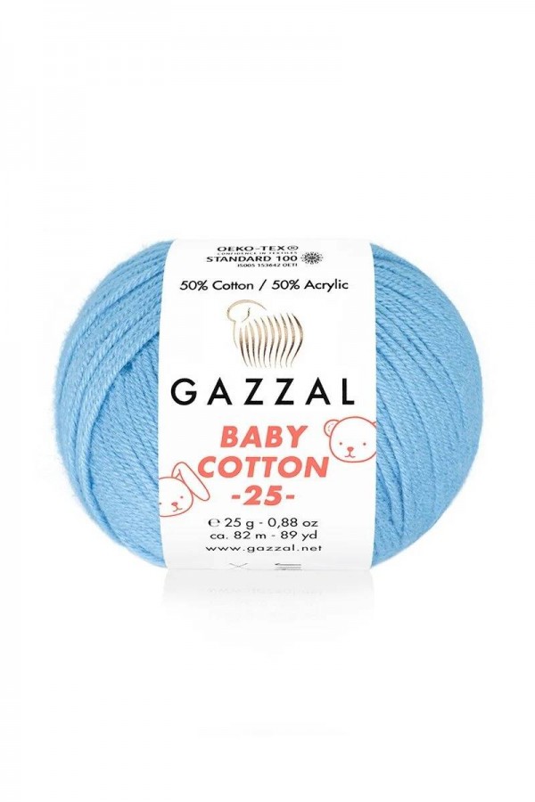 Gazzal Baby Cotton 25 El Örgü İpi Çan Mavi 3423