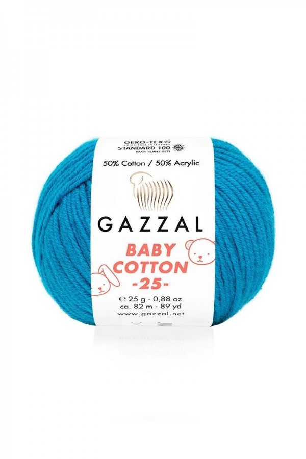 Gazzal Baby Cotton 25 El Örgü İpi Canlı Mavi 3428