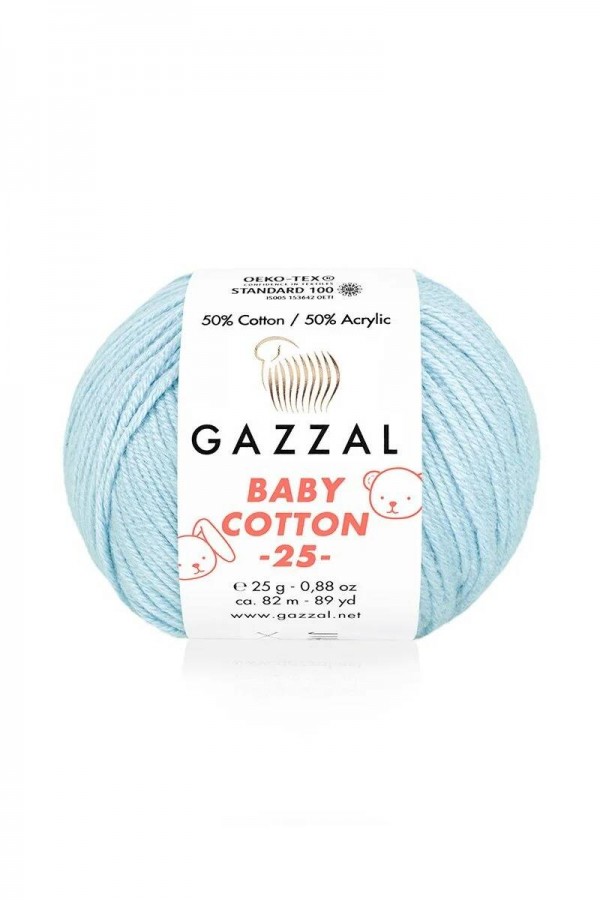 Gazzal Baby Cotton 25 El Örgü İpi Bebe Mavi 3429