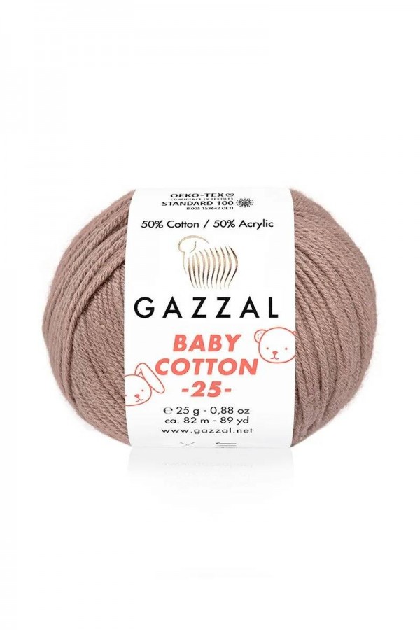 Gazzal Baby Cotton 25 El Örgü İpi Açık Kahve 3434