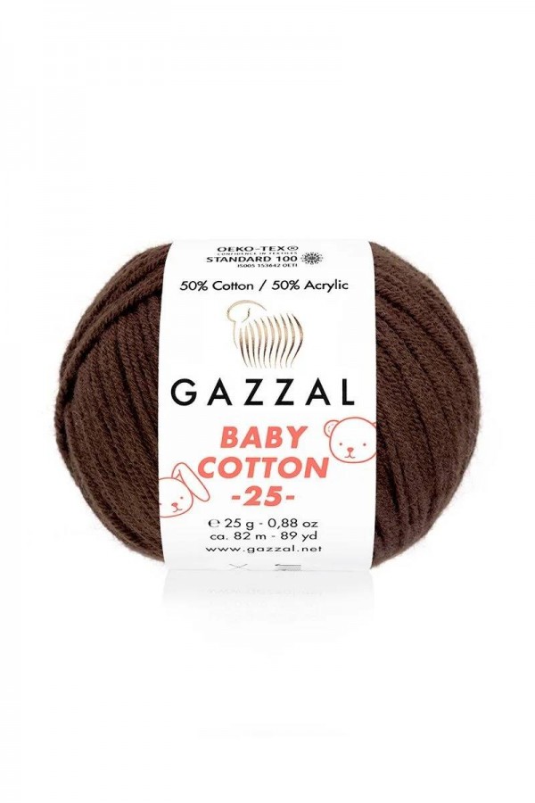 Gazzal Baby Cotton 25 El Örgü İpi Kahverengi 3436