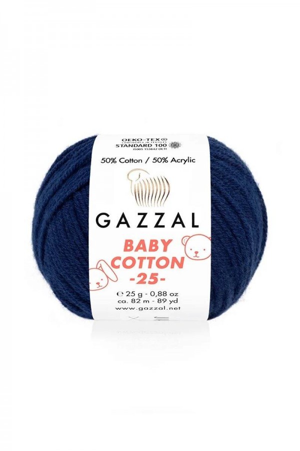 Gazzal Baby Cotton 25 El Örgü İpi Lacivert 3438