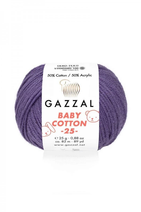 Gazzal Baby Cotton 25 El Örgü İpi Mistik 3440