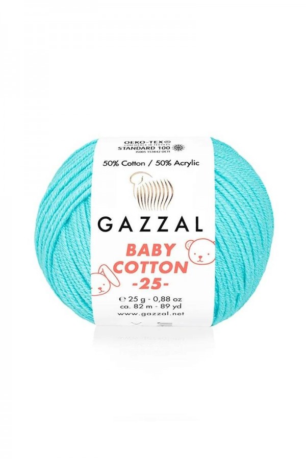 Gazzal Baby Cotton 25 El Örgü İpi Açık Mavi 3451
