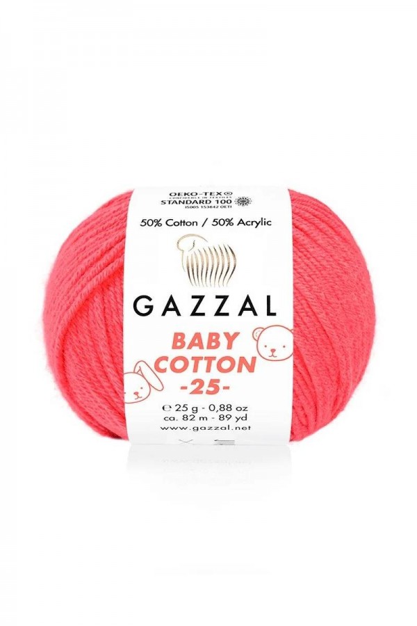 Gazzal Baby Cotton 25 El Örgü İpi Pembe 3458