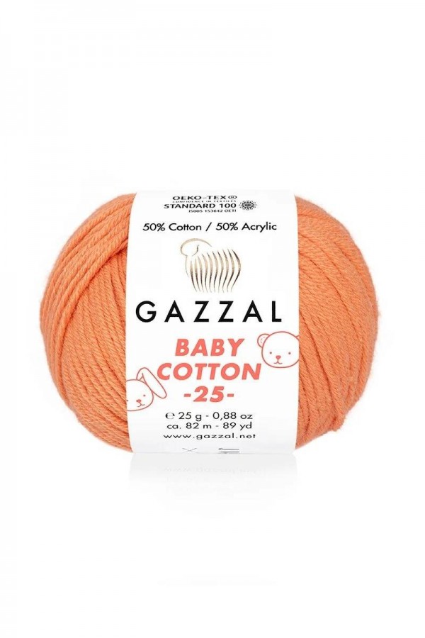 Gazzal Baby Cotton 25 El Örgü İpi Bakır 3465