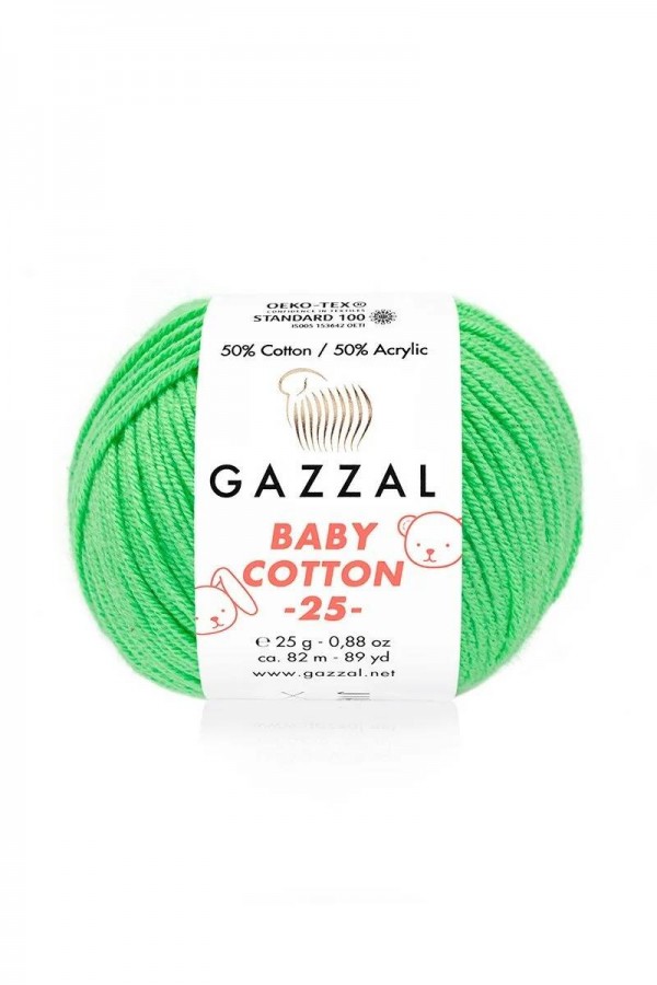 Gazzal Baby Cotton 25 El Örgü İpi Yaz Yeşili 3466