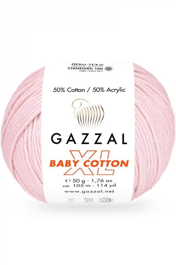 Gazzal Baby Cotton Xl El Örgü İpi Açık Pembe 3411