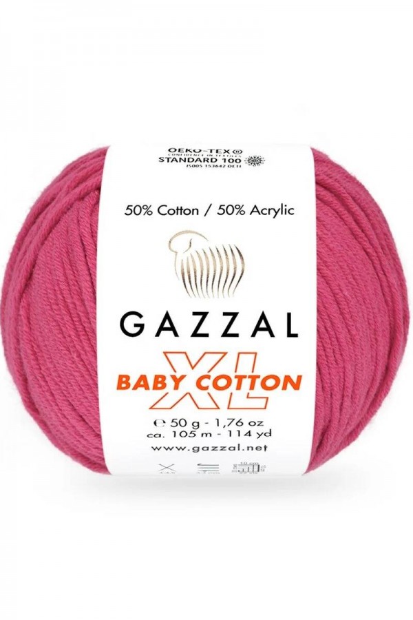 Gazzal Baby Cotton Xl El Örgü İpi Ahududu 3415