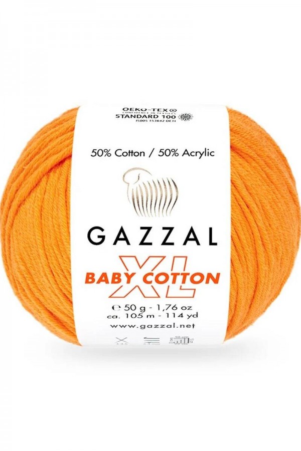 Gazzal Baby Cotton Xl El Örgü İpi Açık Turuncu 3416