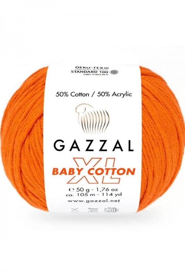 Gazzal Baby Cotton Xl El Örgü İpi Canlı Turuncu 3419