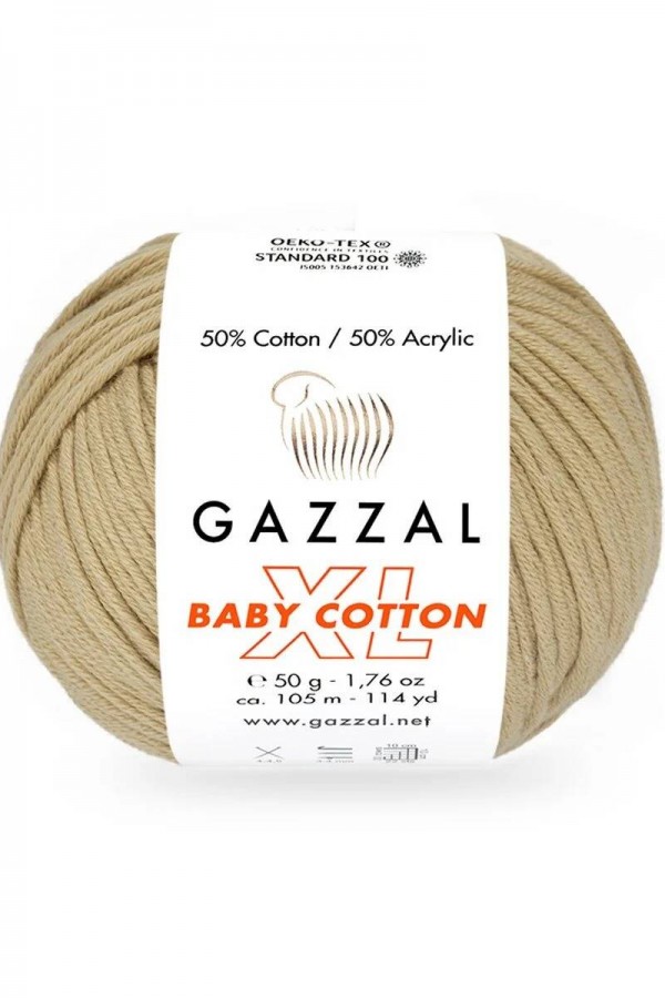 Gazzal Baby Cotton Xl El Örgü İpi Badem 3424