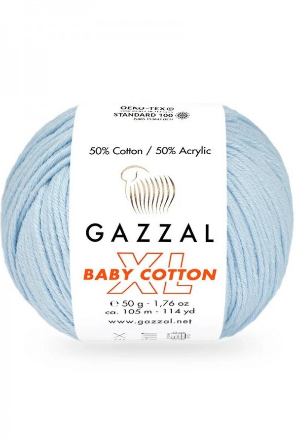 Gazzal Baby Cotton Xl El Örgü İpi Bebe Mavi 3429