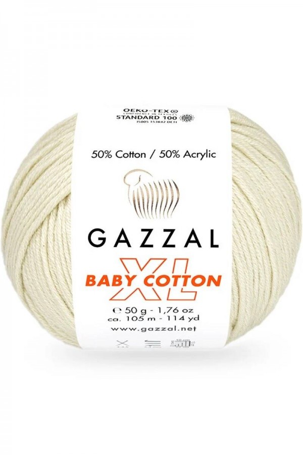 Gazzal Baby Cotton Xl El Örgü İpi Kış Beyazı 3437