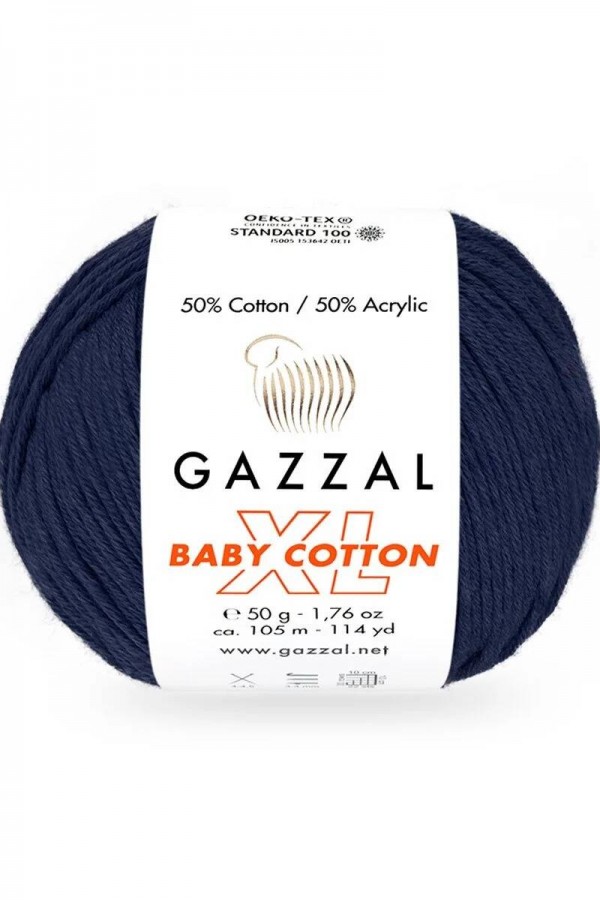 Gazzal Baby Cotton Xl El Örgü İpi Lacivert 3438