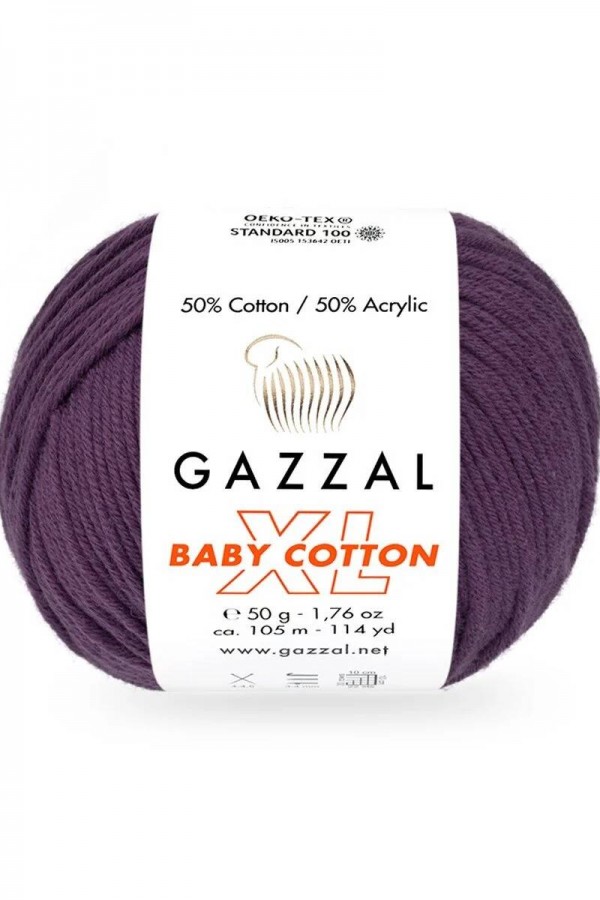 Gazzal Baby Cotton Xl El Örgü İpi Mor 3441