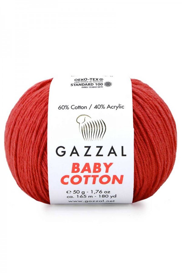 Gazzal Baby Cotton El Örgü İpi Biber Kırmızı 3418
