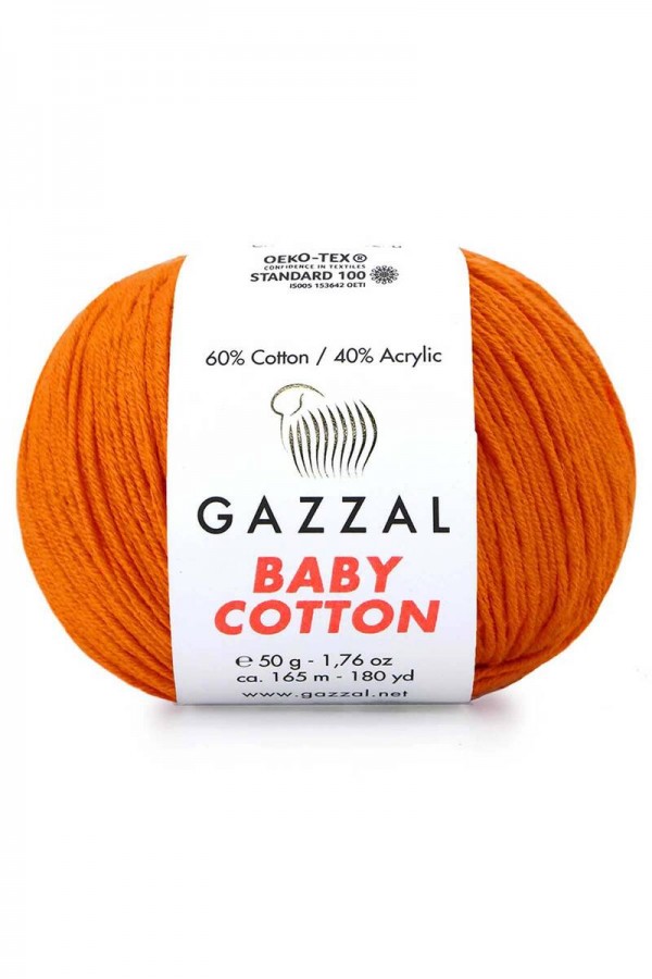 Gazzal Baby Cotton El Örgü İpi Canlı Turuncu 3419
