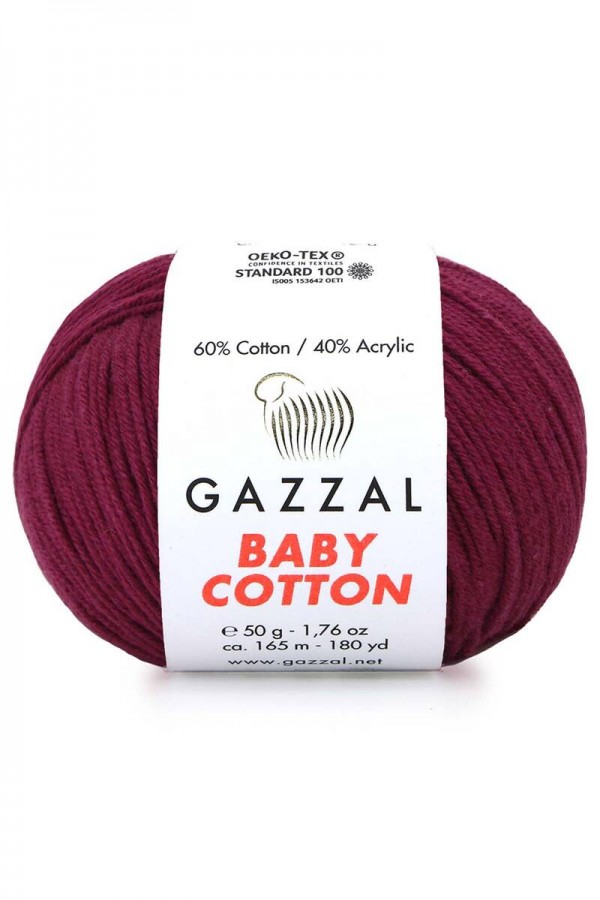Gazzal Baby Cotton El Örgü İpi Erguvan 3442