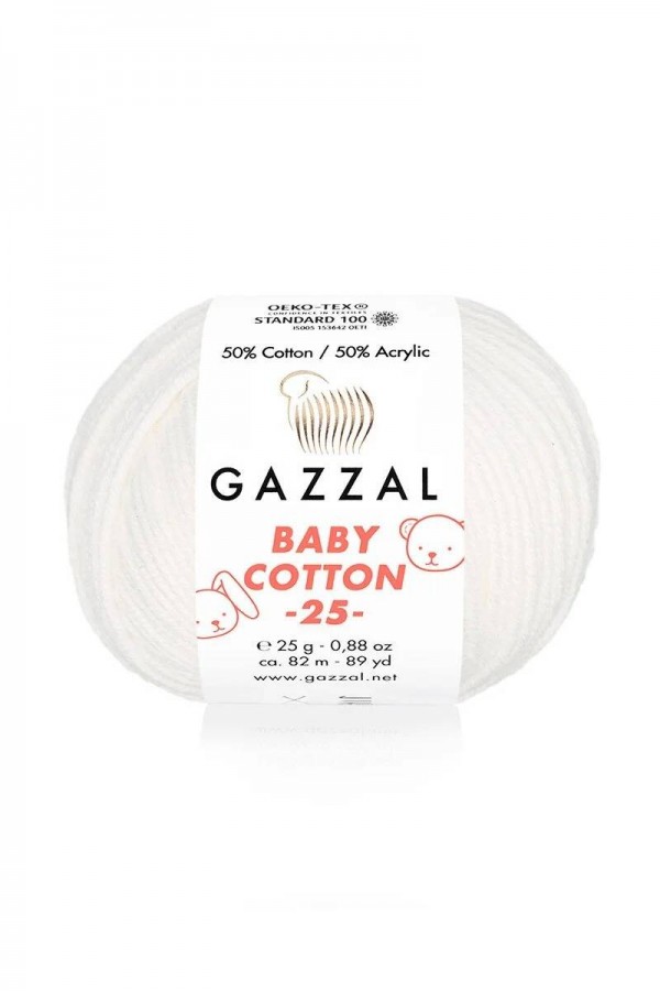 Gazzal Baby Cotton 25 El Örgü İpi Bulut 3410