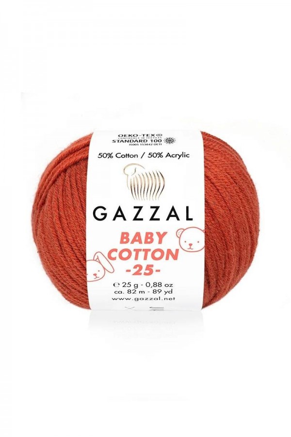 Gazzal Baby Cotton 25 El Örgü İpi Tarçın 3453