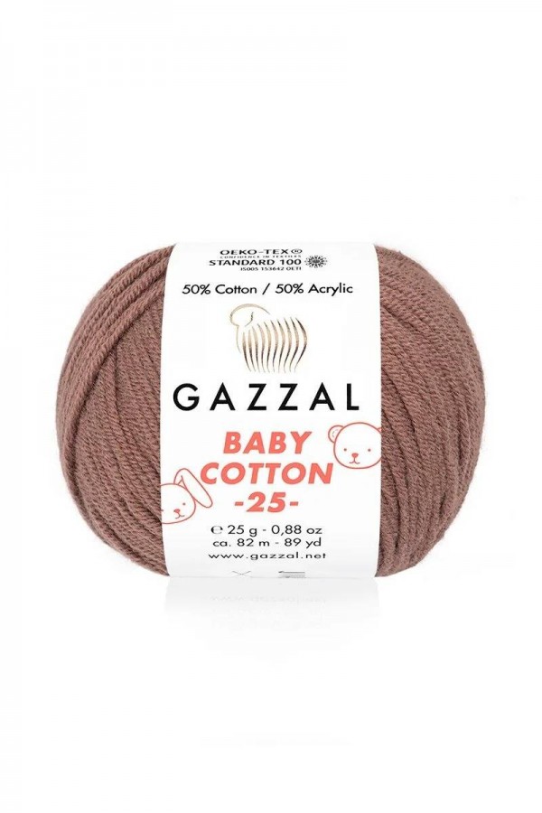 Gazzal Baby Cotton 25 El Örgü İpi Konyak 3455