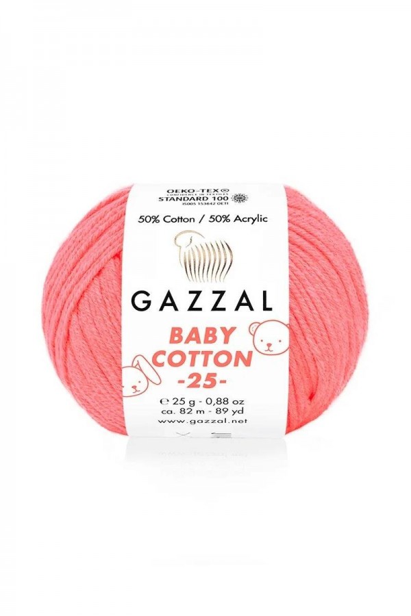 Gazzal Baby Cotton 25 El Örgü İpi Şeker Pembe 3460