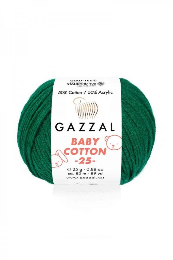 Gazzal Baby Cotton 25 El Örgü İpi Yaprak Yeşil 3467