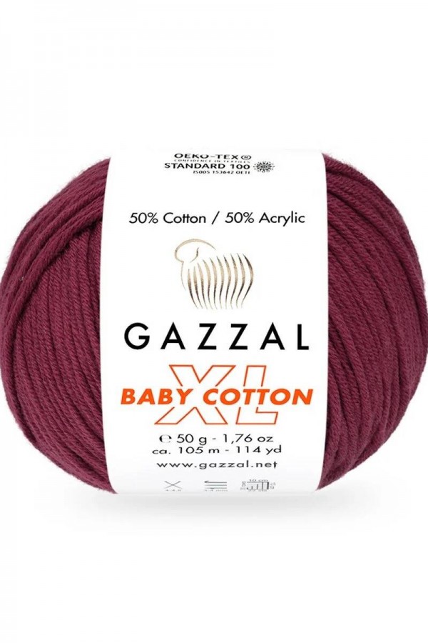 Gazzal Baby Cotton Xl El Örgü İpi Erguvan 3442
