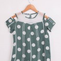 Alg Omzu Açık Puantiye Baskılı Kız Çocuk Elbise Kod/Renk: Yeşil