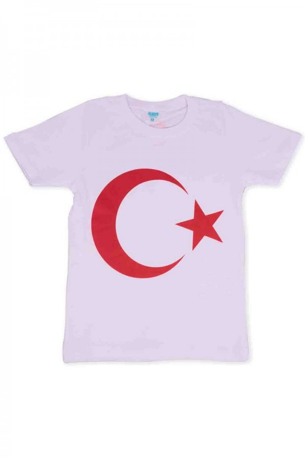 Bayrak Baskılı Çocuk T-Shirt Kod/Renk: Beyaz