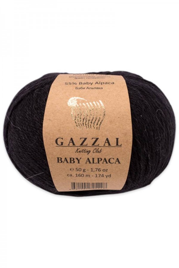 Gazzal Baby Alpaca El Örgü İpi 50 Gr Kod/Renk: Siyah 46000