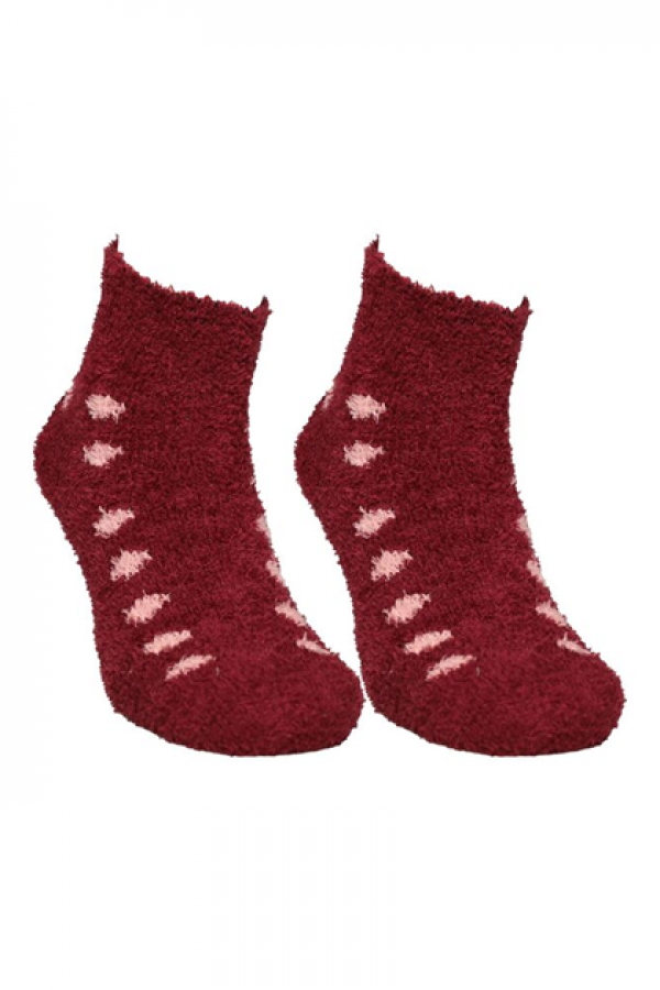 Sahab Kadın Peluşlu Patik Çorap 48500 Kod/Renk: Bordo