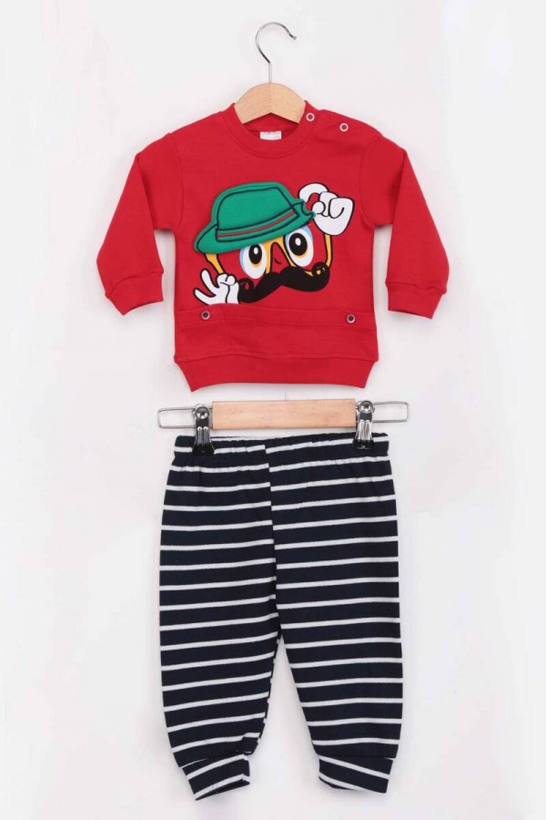 Şapkalı Erkek Çocuk Pijama Takımı Kod/Renk: Kırmızı