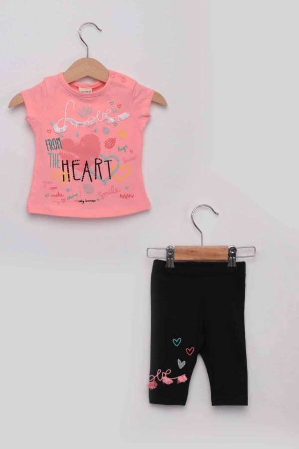 Heart Kız Bebek Taytlı Takım Kod/Renk: Pembe