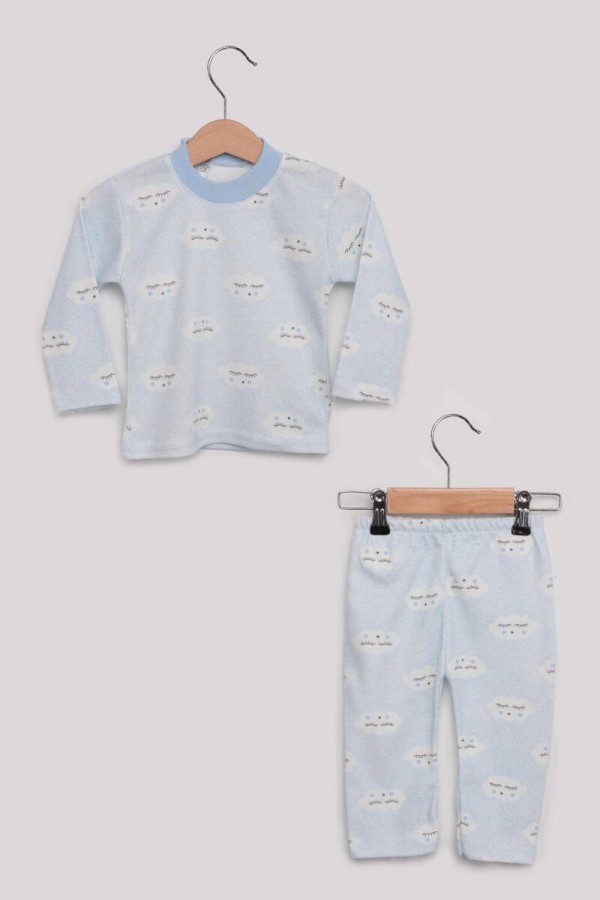 Bulut Desenli Bebek Pijama Takımı Kod/Renk: Mavi