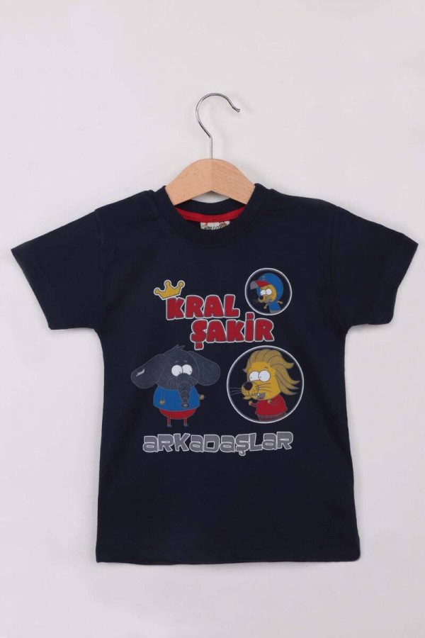 Baskılı Erkek Çocuk Tshirt 1214 Kod/Renk: Lacivert