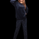 Kadın Kadife Pijama Takımı 13301-17 Kod/Renk: Lacivert